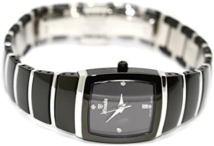 Womens NIVADA Square Ceramic Stainless Steel Swiss Watch 4 Diamond DIAL