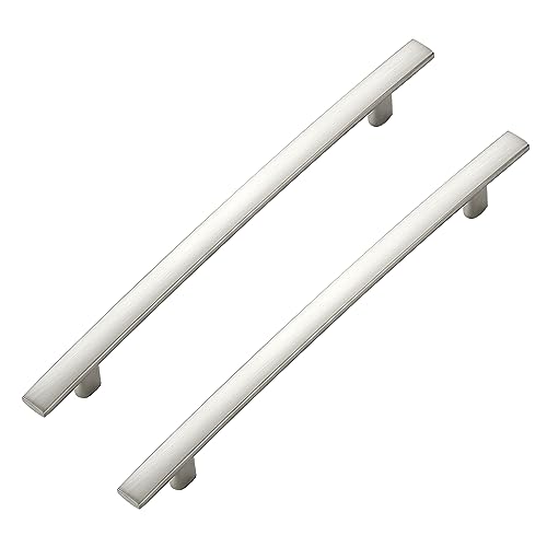 10 Pack Brushed Nickel Cabinet Handles, 6.25" Hole Center Curved Pulls
