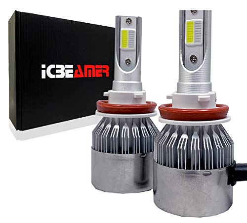 Icbeamer 9007 Hb5 Led Cob Headlight Bulb Replace Halogen Lamp [Color:6000K White Low Beam + 30000K Dark Blue High Beam] #TOP8