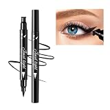 Dual Ended Liquid Eyeliner, Wing Stamp & Felt Tip, Black Cat Eye Liner Pen