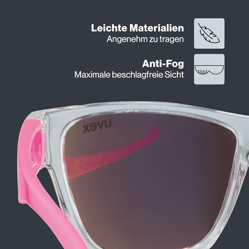 uvex sportstyle 508 - Sportbrille für Kinder - 100% UVA-, B, C Schutz - inkl. Kopfband - clear pink/red - one size