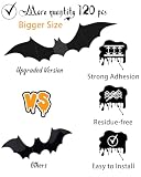 120 Pcs Halloween Decorations 3D Bats Decor, 4 Sizes Scary Halloween Decor Indoor Bat Stickers Decorations for Bedroom Bathroom Door Wall Party Decoration