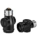 Onite Light Socket Adapter, UL Listed E26 to 2 Polarized Outlet Socket Adapter, Standard (Medium) E26 Base Light Bulb to 2-Prong Outlet Plug Splitter Converter (Black)