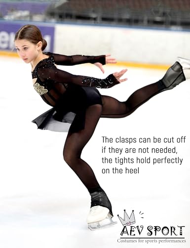 Image of Women Mesh Tights for Figure Ice Skating with Seam over the Heel of the Boot