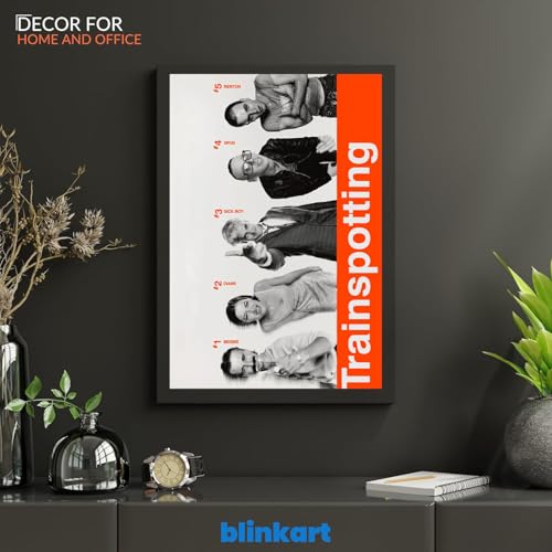 Image of BLINKART Trainspotting (1996) Movie Poster Frame 12x18 Inch | Premium 300 GSM Paper Wall Print | Vintage Film Artwork for Home, Bedroom, Living Room, Office | Framed Photo Decor