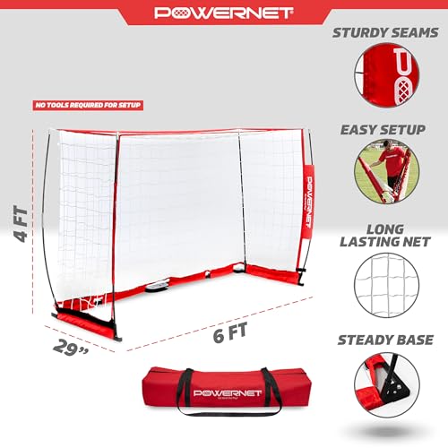 PowerNet Soccer Goal for Backyard & Outdoor Games, Portable Soccer Net, Sports & Outdoors Training Equipment for Practice, 1 Goal & Zipper Storage Bag (6 x 4 FT) by PowerNet - Image 3
