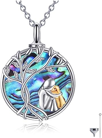 URONE Cremation Urn Necklace for Ashes 925 Sterling Silver Ashes Pendant Necklace Keepsake Memory Jewelry Gifts for Women Men