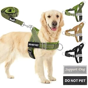 SlowTon No Pull Dog Harness with 5.7ft Lead – Adjustable Pet Harness with 2 Leash Clips, Reflective Vest with Easy Control Soft Padded Handle for Training and Walking Medium Large Dogs