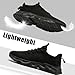 EGMPDA Men's Tennis Shoes Slip On Running Walking Sneakers Casual Fashion Workout Gym Athletic Sport Hiking Sneakers Non Slip Lightweight Breathable Black 12.5