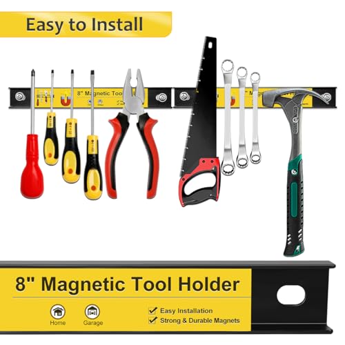 8 Magnetische Werkzeughalter, 4 Pack Magnetstreifen Heavy Duty Tool Magnet Bar, Storage Organizer Magnetic Rail Magnetic Tool Bar für Garage Wand Werkbank Schraubenzieher Schraubenschlüssel