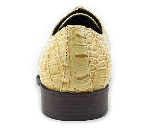 Image of Bolano Bandit Men's Alligator Print Cap-Toe Oxford Dress Shoes | Formal lace-up oxfords with alligator print, folded croc detailing and cap toe for tuxedo and dress wear