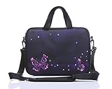 11-Inch to 12-Inch Neoprene Laptop Sleeve Case Bag with shoulder strap For 11', 11.6', 12' Ultrabook/Acer/Asus/Dell/HP/Toshiba/Lenovo/Chromebook (Red butterfly)