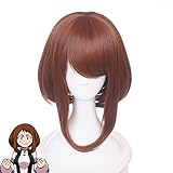 Aadesso Anime Ochaco Uraraka Cosplay Brown Wigs Short for My Hero Academia Cosplay Halloween Wigs