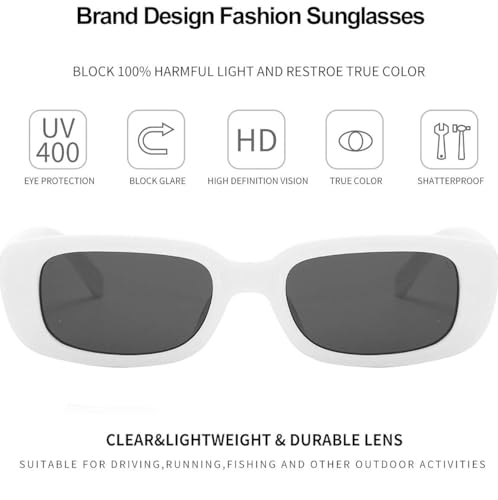 Image of IFLASH Rectangle Sunglasses for Women Retro Driving Glasses 90s Vintage Fashion Narrow Square Frame UV400 Protection Glasse