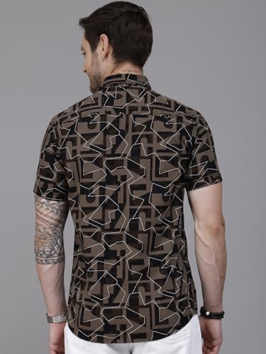 Image of Majestic Man Slim Fit Floral Printed Pure Cotton Casual Half Sleeve Shirt