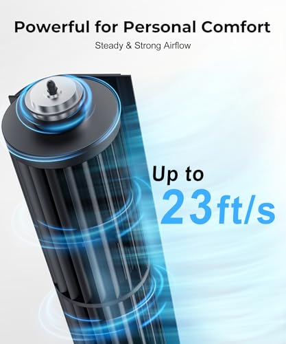 Image of Abolee Tower Fan, 23ft /s Desk Fan with Remote, 70 Oscillating Desk Fan, Standing Table Fan with 4 Speeds, 4 Modes, 12Timer, 2026 New 13'' Bladeless Fan for Bedroom Office, Home