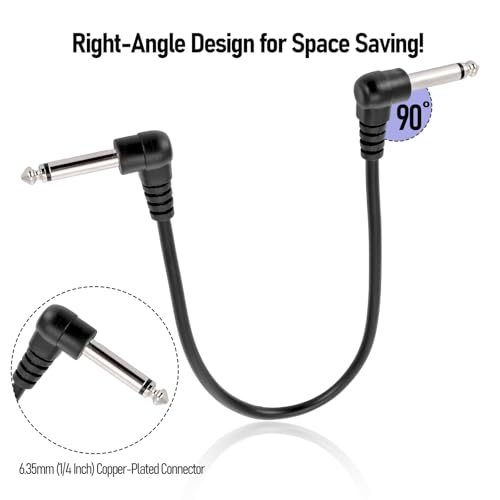 Pxyelec 30 cm kurzes Audio-Gitarren-Patchkabel, 6,35 mm, Gitarren-Instrumentenkabel für Effektpedale, 6 Stück
