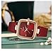Gosasa Fashion Large Square Dial Women's Watch Minimalist Diamond Quartz Ladies Wristwatch High-end Leather Strap Casual Simple Waterproof Watches for Women (Red)