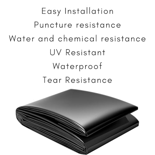 Image of MAHIRA 200 Micron HDPE Pond Liner Sheet, 8ft x 8ft, Heavy Duty Black, for Fish Ponds, Small Garden, Backyard Waterfalls, Lilly Ponds, Garden Pond Lining, Durable & Waterproof
