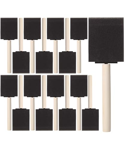 Bates- Foam Paint Brushes, 2 Inch, 16 Pack, Wooden Handle, S...
