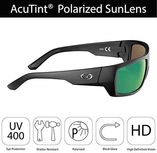 Flying Fisherman Sargasso Wrap Around Polarized Sunglasses, Matte Black Frame/Amber-Green Mirror Lens, Medium4