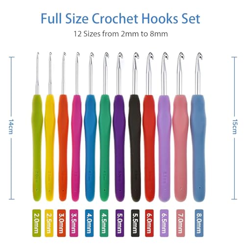 Image of TRIBHAVI Crochet Hook Set, Ergonomic Soft Grip Crochet Needles with Stitch Markers, Yarn Needles, Scissors & Storage Case - Complete Crochet Kit for Beginners & Professionals (Crochet Hooks Set)