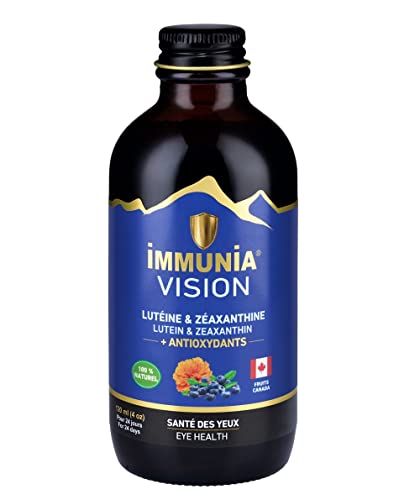 Immunia VISION. Complément antioxydant pour la santé des yeux. Fait de fruits bleus, lutéine & zéaxanthine. Goût délicieux. Adulte 18 ans + (24 jours/bouteille)