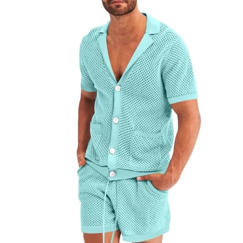 Ensemble 2 pièces Homme vêtement Coton été Tenue Casual Polo et Short Taille élastique Mode élégant Respirant pour Loisirs Quotidien A166