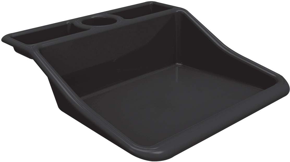 Compact Tidy Tray with Shelf – Black, 19" L x 19.5" W x 6" H, Lightweight 2 lbs – Durable 100% Recycled Plastic Gardening Tray for Indoor & Outdoor Use