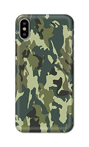 Image of Printed Hard Back Cover Case for Apple iPhone X | iPhone 10 | iPhone Xs | iPhone 10s Back Cover (Green Army Camouflage) -1803