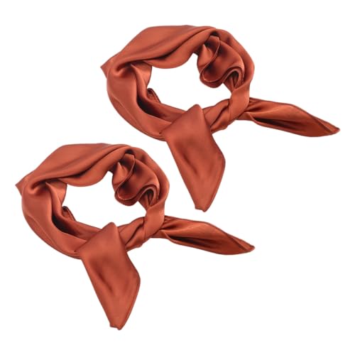 Genérico 2 Pañuelos de Seda Sintética Lisa para Mujer, Color Miel, Tamaño Pequeño, Accesorios de Ropa Elegantes para Cuello, Bufandas Versátiles para Temporadas Cálidas, Ideales para