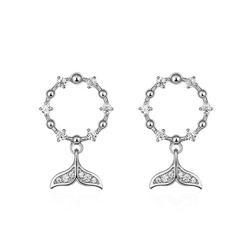 LSLYTQ 925 Shell Mermaid Stud Earring For Women Fine Party Jewelry Personalized