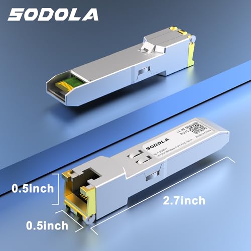Image of SODOLA 1.25G SFP-T, 10 /100 /1000Base-T Copper SFP, SFP to RJ45 SFP Module Transceiver for,Cisco SFP-GE-T, Meraki, Fortinet, Ubiquiti UniFi UF-RJ45-1G, D-Link, Supermicro, Netgear, TP-Link and More