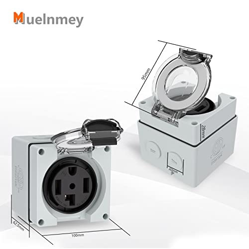 Muelnmey 30Amp Power Outlet Box,125/250Volt Nema 14-30R Receptacle Outdoor Dustproof And Weatherproof For Electric Vehicles, Rv,Electric Dryers,No Grounding,Etc.etl Listed. #TOP2