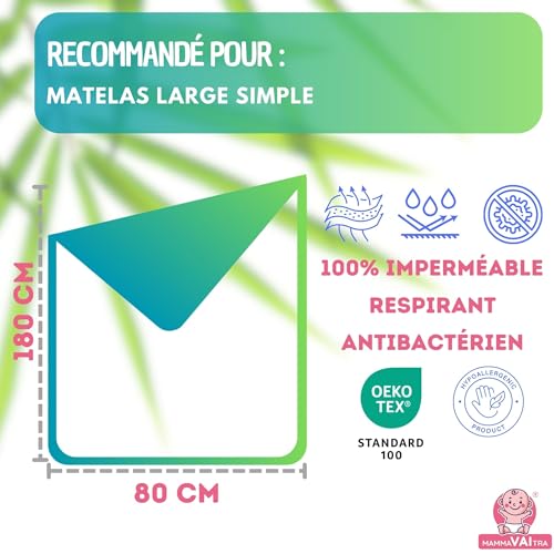 Alèse bambou 80x180 cm MammaVaiTra imperméable et lavable