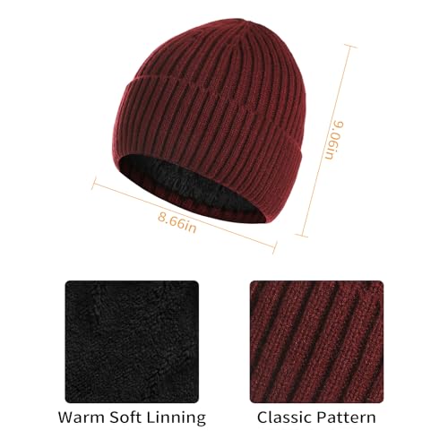 Mens Winter Knit Beanie Hat Long Scarf Nonslip Touchscreen Gloves Set with Fleece Lined for Men and Women2