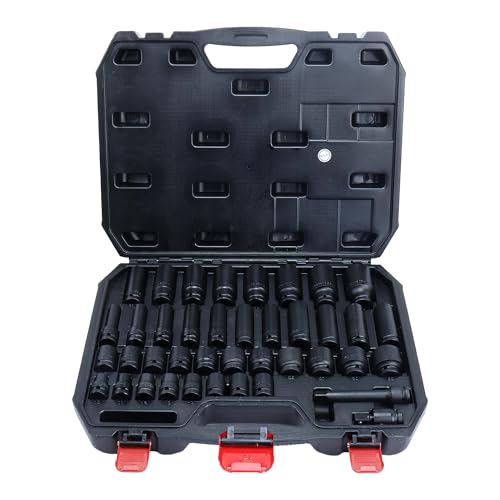 CCLIFE Schlagschrauber Nüsse Set, Schlagnuss set 1/2 zoll, 40 tlg, 10–32mm