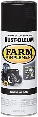Rust-Oleum 280123 Farm & Implement Spray Paint, 12 oz, Gloss Black (Pack of 1)