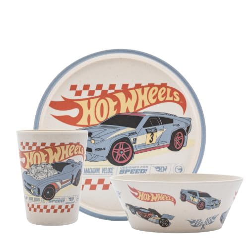 Image of Zak Designs Mattel Hot Wheels Kids Dinnerware Plate Bowl & Tumbler, 3-Piece