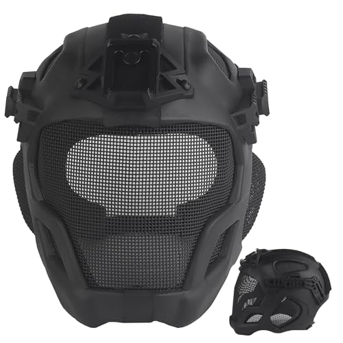 Masque airsoft intégral en maille d'acier et casque de paintball pour jeux CS