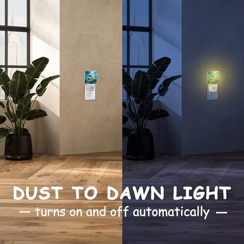 Image of Night Light,Cute Smiling Turtle Under The Sea Plug-in Night Light Auto Dusk-to-Dawn Sensor Energy Efficient LED Lamp for Room Decor,Hallway,Kitchen,Bathroom,Nursery,Stairs