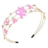 vokone Stirnband für Brustkrebs-Bewusstsein, rosa Schleife, mehrlagig, Kristall-Haarbänder, Brustkrebs-Überlebende, Outfit-Zubehör für Damen
