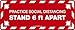 NMC WFS89RD PRACTICE SOCIAL DISTANCING STAND 6FT APART, FLOOR SIGN, RED, WALK-ON MATERIAL, 8 X 20