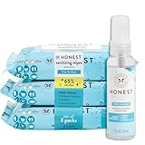 The Honest Company Fragrance Free Sanitizing Alcohol Wipes and Hand Spray Bundle | Kills 99% of Germs, Made with Aloe to Moisturize | 150 Count (3 packs of 50), 2 fl oz