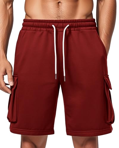 Image of Men's Cargo Sweat Shorts Casual Workout Athletic Jogger Gym SweatShorts
