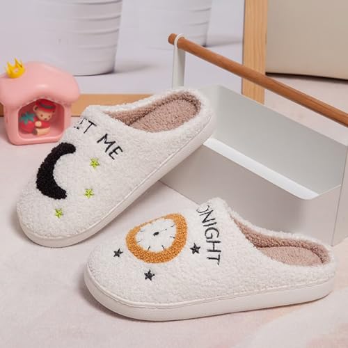 Meet Me at Midnight Slippers for Women Men Fluffy Slippers Memory Foam Winter Warm Slippers Fuzzy Cozy Slippers Couple Slip-on House Slippers for Indoor and Outdoor4