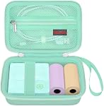 Elonbo Étui de transport pour la machine Moko/Vawense Mini Imprimante d'étiquettes Portable Thermal Printer Travel Bag, Sticker Printer Storage Holder, Mesh Pocket Fits Label Paper Tape, Green+ Green