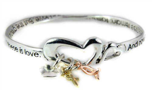 4031469 1 Corinthians 13:13 Twisted Bangle Bracelet Faith Hope Love Christian Scripture Charms