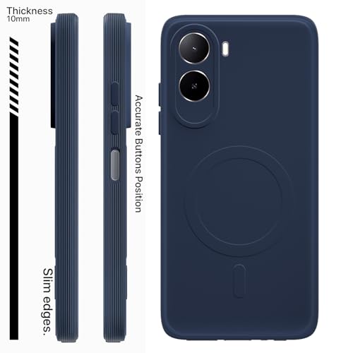 Image of Outlouders Back Cover for Mi Redmi A7 Pro /Poco C85x 5G Soft Matte Silicone Cover with Slim Fit | Mag-Safe Logo (Not Mag-Safe Compatible) | Shockproof | Camera Protection Bumper Case (Blue)