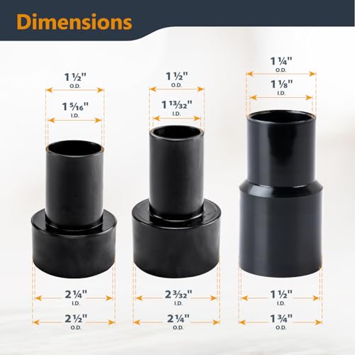 Image of POWERTEC 70477 10 Ft. Dust Collection Hose Kit with 5 Fittings and a Tapered Reducer fits 2-1 /2 inch to 2-1 /4 inch ID Dust Hose /Port for Woodworking Power Tools Home and Wet /Dry Shop Vacuums